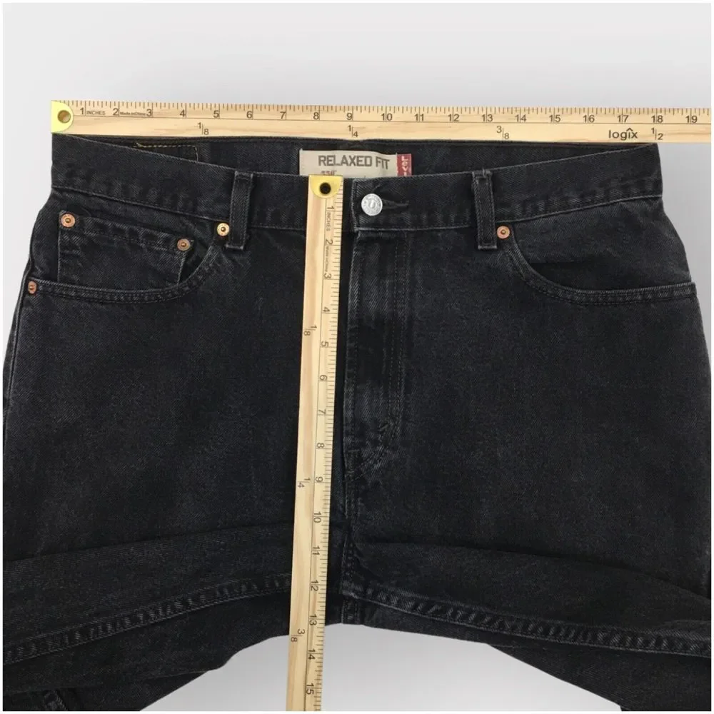 Vintage Levis 550 Mens Denim Jeans Relaxed Fit Actual Size 36x30 Black Wash Pant